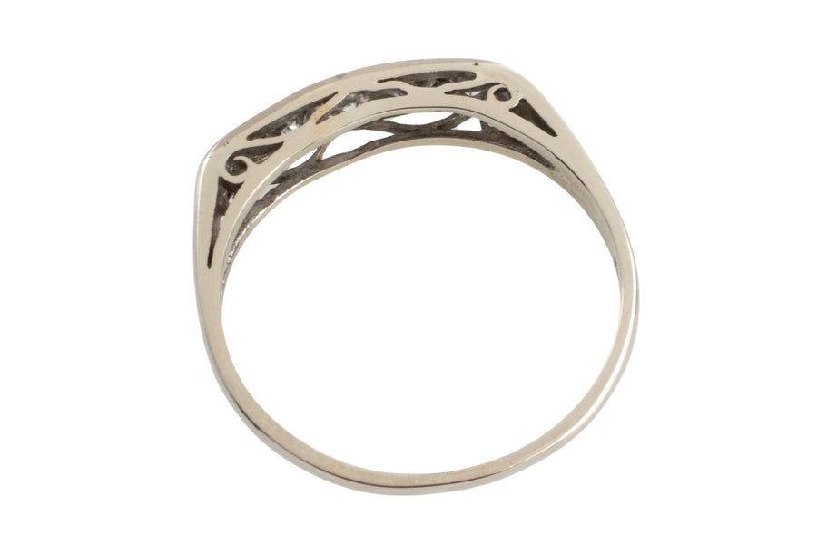 White gold ring with brilliant cut diamonds-vintage rings-The Antique Ring Shop