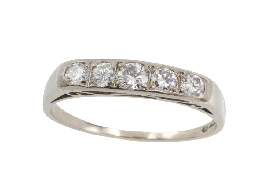 White gold ring with brilliant cut diamonds-vintage rings-The Antique Ring Shop