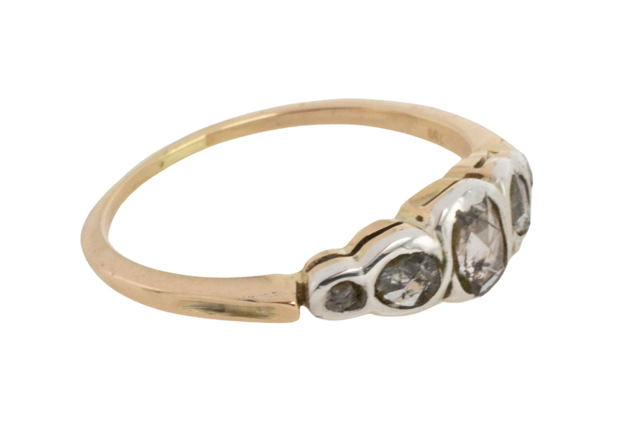 Rose diamond ring in silver and gold-Antique rings-The Antique Ring Shop