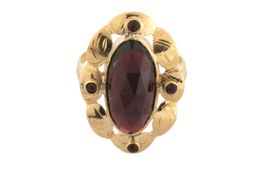 Vintage garnet ring in 14 carat gold-vintage rings-The Antique Ring Shop