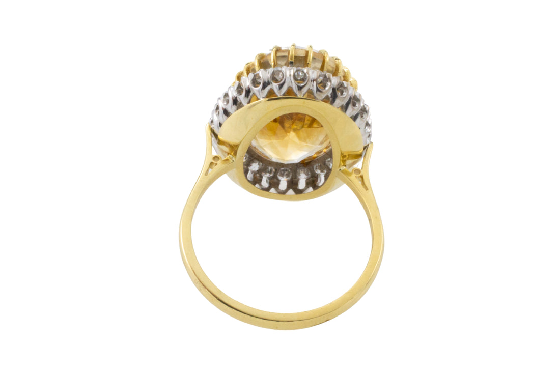 Citrine and diamond ring in 18 carat gold-Vintage Rings-The Antique Ring Shop