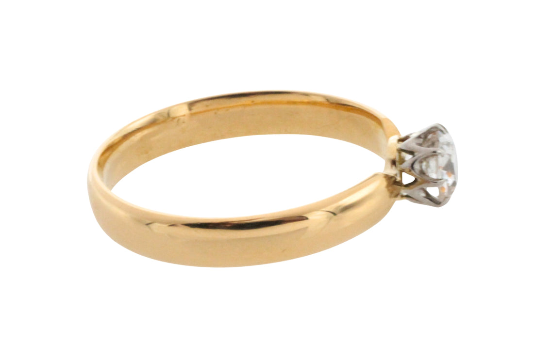 Old cut diamond solitaire ring-engagement rings-The Antique Ring Shop