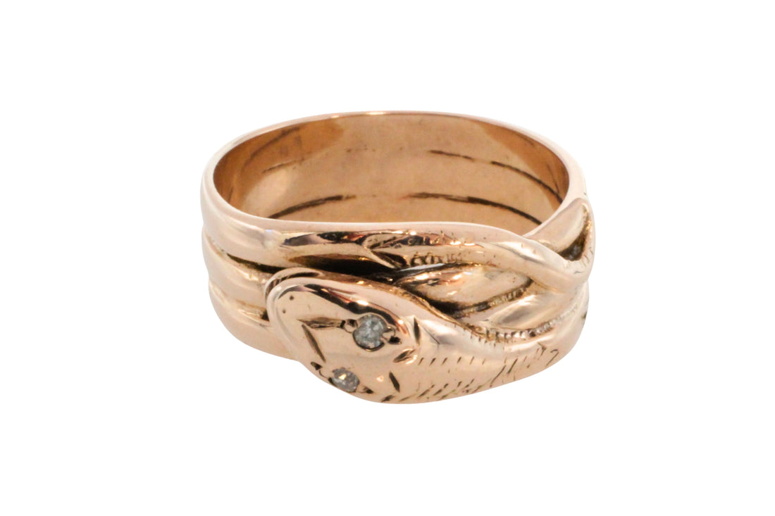 Antique snake ring with diamond eyes-Antique rings-The Antique Ring Shop