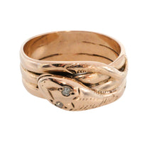 Antique snake ring with diamond eyes-Antique rings-The Antique Ring Shop