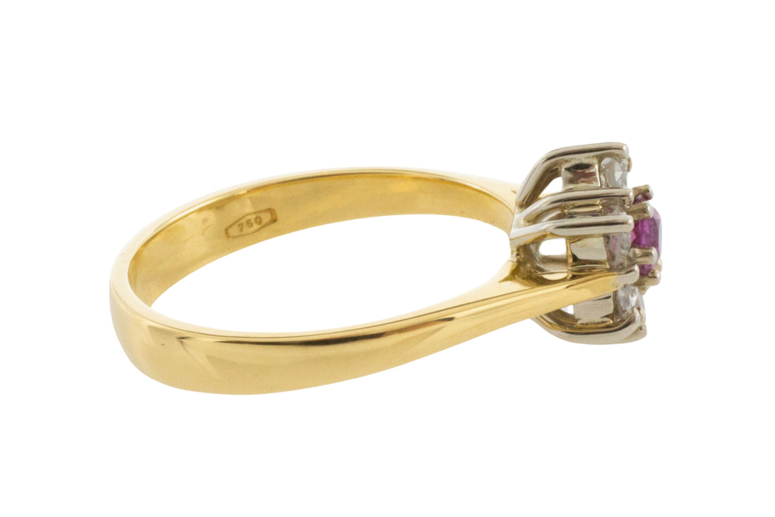 Vintage ruby and diamond cluster ring-engagement rings-The Antique Ring Shop