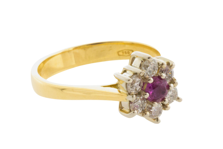 Vintage ruby and diamond cluster ring-engagement rings-The Antique Ring Shop