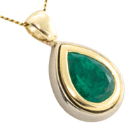 Emerald pendant in yellow and white gold-Pendants-The Antique Ring Shop