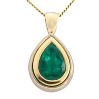 Emerald pendant in yellow and white gold-Pendants-The Antique Ring Shop