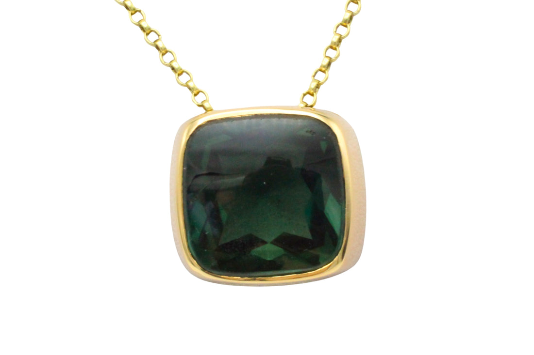 Tourmaline pendant in 14 carat gold-Pendants-The Antique Ring Shop