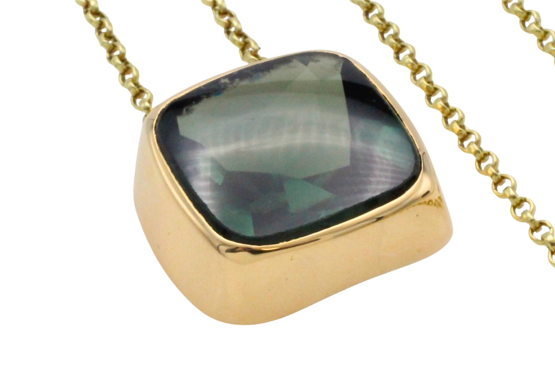Tourmaline pendant in 14 carat gold-Pendants-The Antique Ring Shop