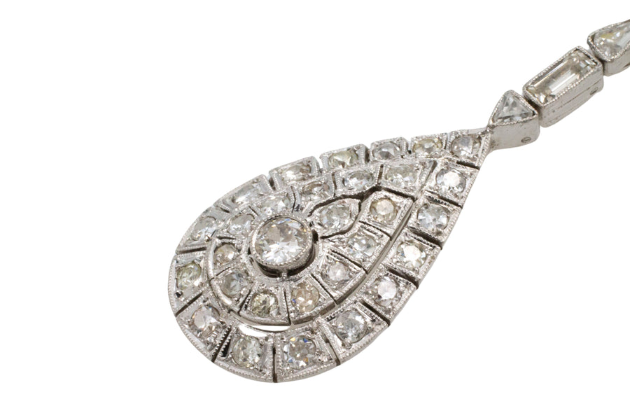 Drop shaped diamond pendant in 18 carat gold-Pendants-The Antique Ring Shop