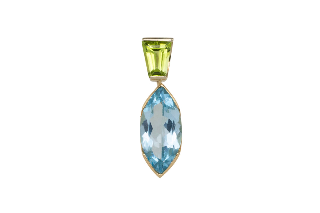 Topaz and peridot pendant in 14 carat gold-Pendants-The Antique Ring Shop