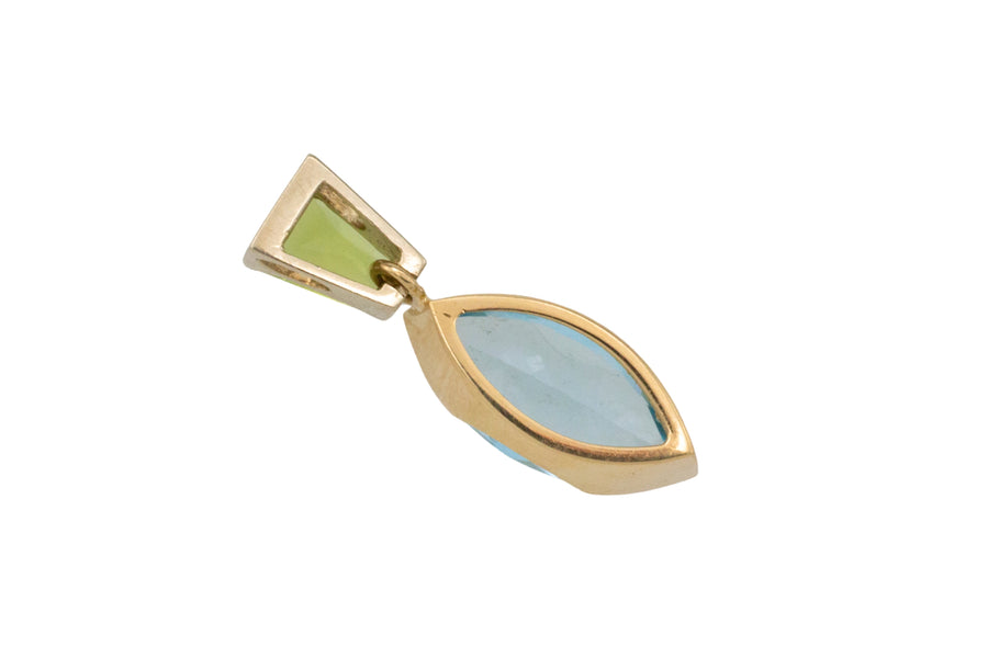 Topaz and peridot pendant in 14 carat gold-Pendants-The Antique Ring Shop