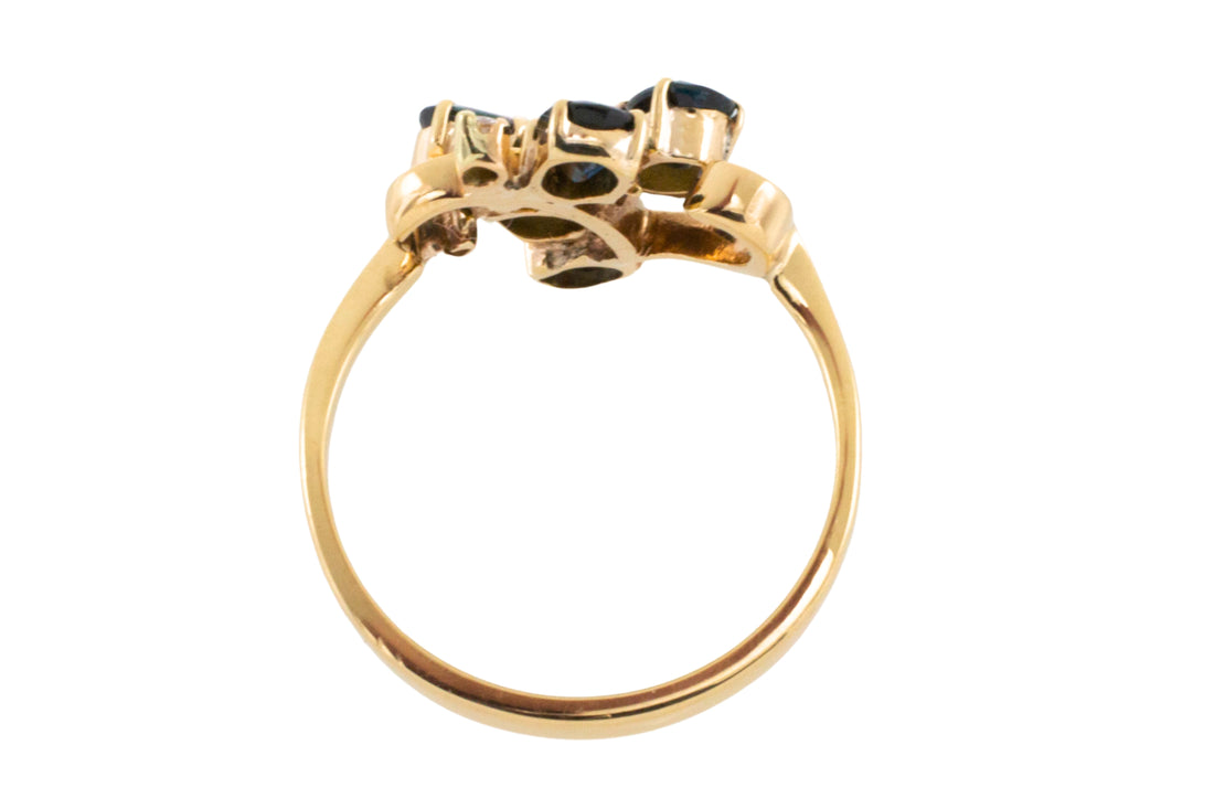 Sapphire and diamond ring in 14 carat gold-Vintage Rings-The Antique Ring Shop