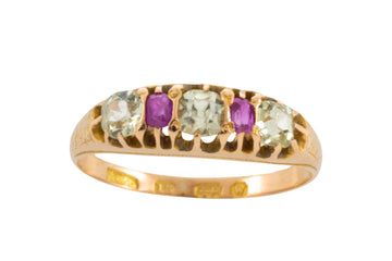 Victorian chrysoberyl and ruby ring from 1871-Antique rings-The Antique Ring Shop