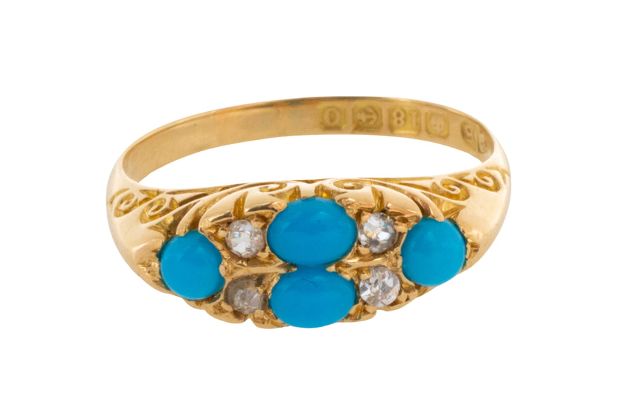 Edwardian turquoise and diamond ring from 1913-Antique rings-The Antique Ring Shop