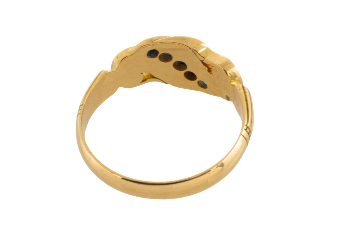 Victorian 18 carat gold sapphire and rose diamond ring-Antique rings-The Antique Ring Shop
