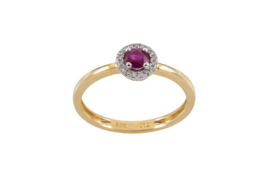 Vintage ruby and diamond cluster ring-engagement rings-The Antique Ring Shop