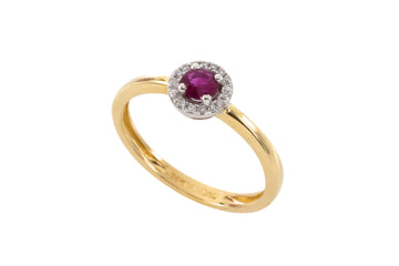 Vintage ruby and diamond cluster ring-engagement rings-The Antique Ring Shop