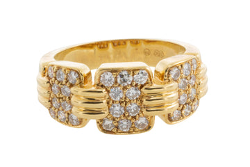 Panel set diamond ring in 18 carat gold-Vintage Rings-The Antique Ring Shop