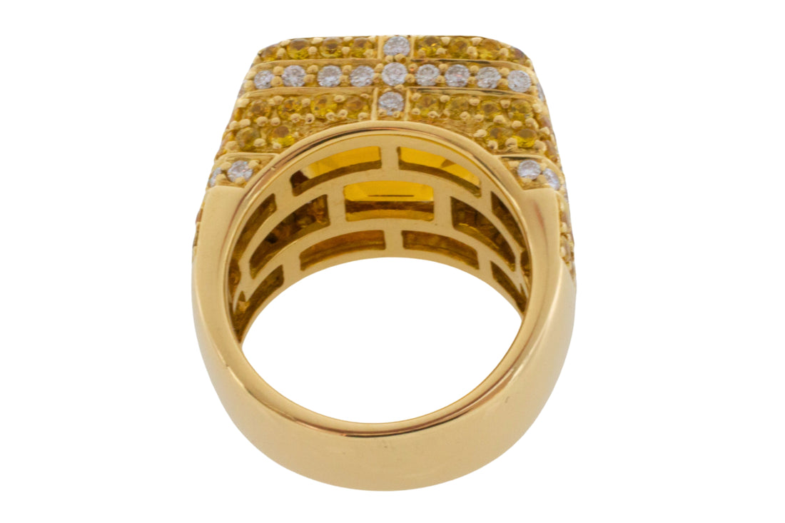 Citrine, yellow sapphire and diamond ring-Vintage Rings-The Antique Ring Shop