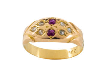 Victorian ruby and diamond ring in 18 carat gold-Antique rings-The Antique Ring Shop