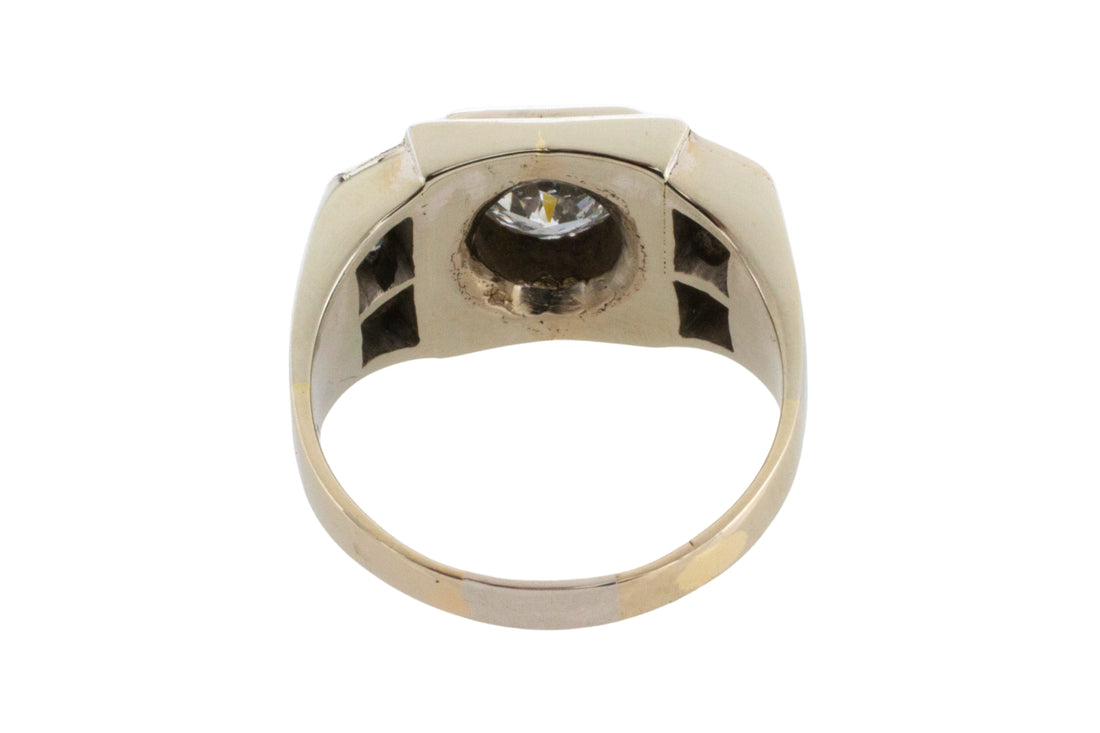 Vintage Old European cut and single cut diamond ring in white gold-Vintage Rings-The Antique Ring Shop