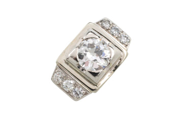 Vintage Old European cut and single cut diamond ring in white gold-Vintage Rings-The Antique Ring Shop