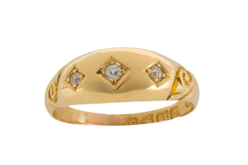 Victorian three stone diamond ring from 1899-The Antique Ring Shop