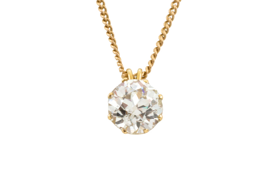 Old European cut diamond pendant-Pendants-The Antique Ring Shop