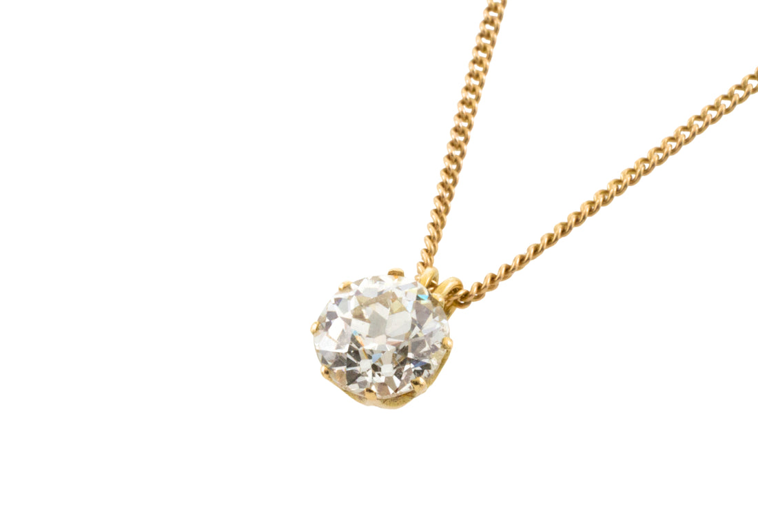 Old European cut diamond pendant-Pendants-The Antique Ring Shop