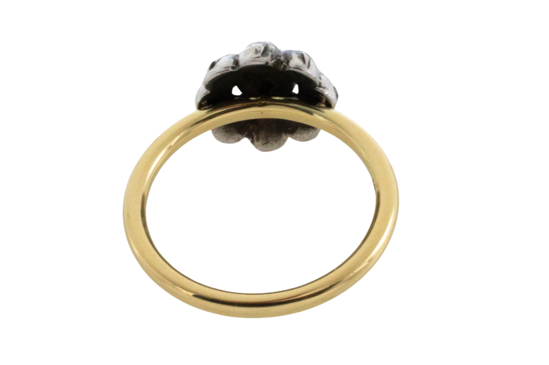 Rose diamond cluster ring in silver and gold-Vintage Rings-The Antique Ring Shop