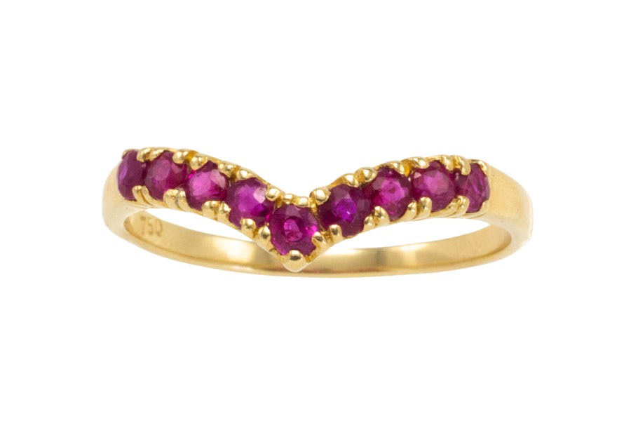Ruby wish bone ring in 18 carat gold-Vintage Rings-The Antique Ring Shop