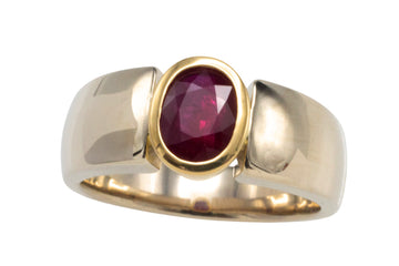 Ruby ring in white and yellow gold-Vintage Rings-The Antique Ring Shop