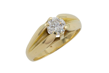 Vintage 14 carat gold brilliant cut diamond ring-gents rings-The Antique Ring Shop