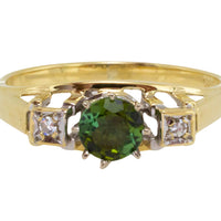 Vintage tourmaline and diamond ring in 14 carat gold-Vintage Rings-The Antique Ring Shop