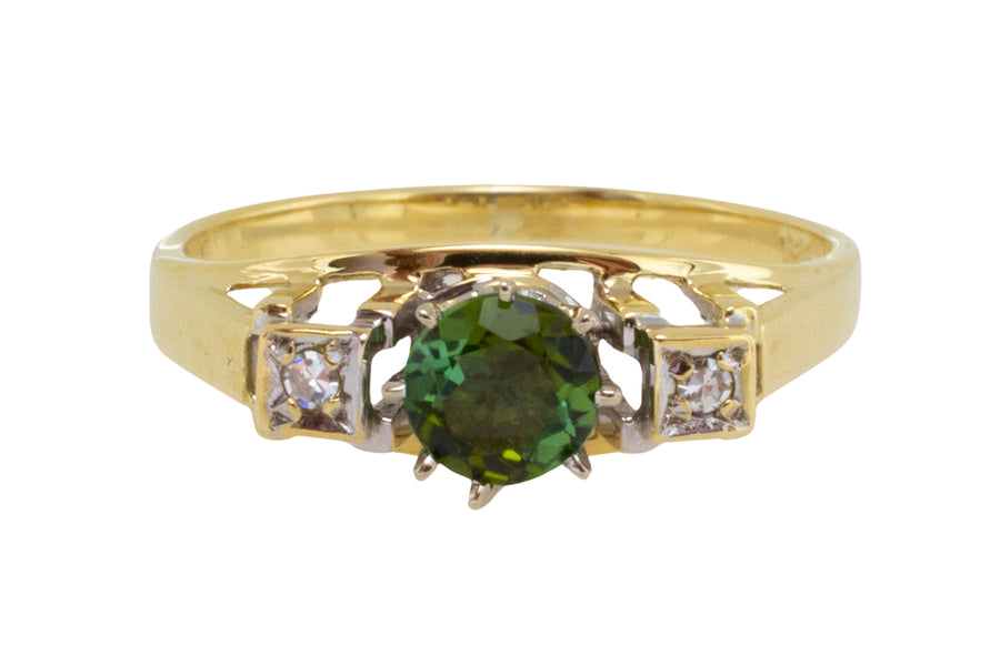 Vintage tourmaline and diamond ring in 14 carat gold-Vintage Rings-The Antique Ring Shop