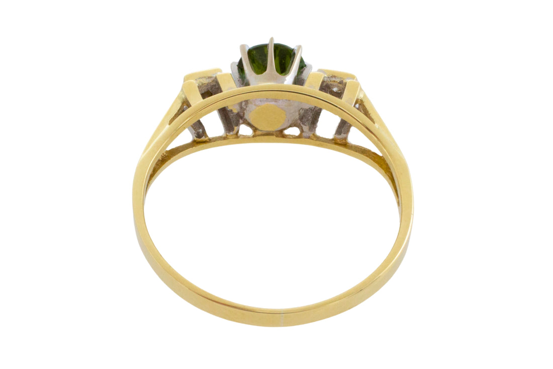 Vintage tourmaline and diamond ring in 14 carat gold-Vintage Rings-The Antique Ring Shop