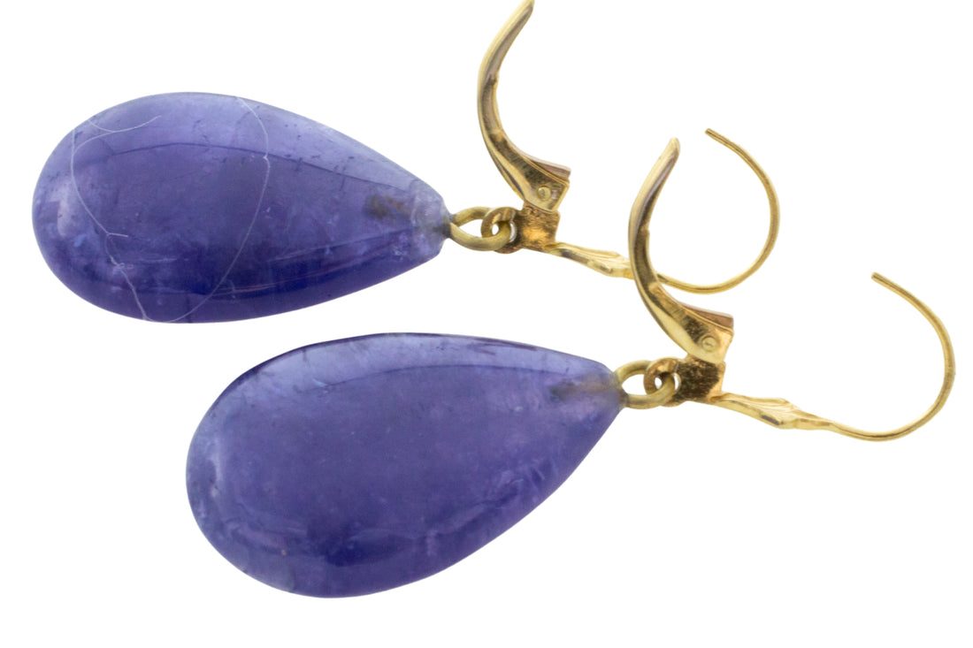 Tanzanite pendant earrings in 14 carat gold-Earrings-The Antique Ring Shop