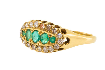 Vintage emerald and diamond ring in 18 carat gold-Vintage Rings-The Antique Ring Shop