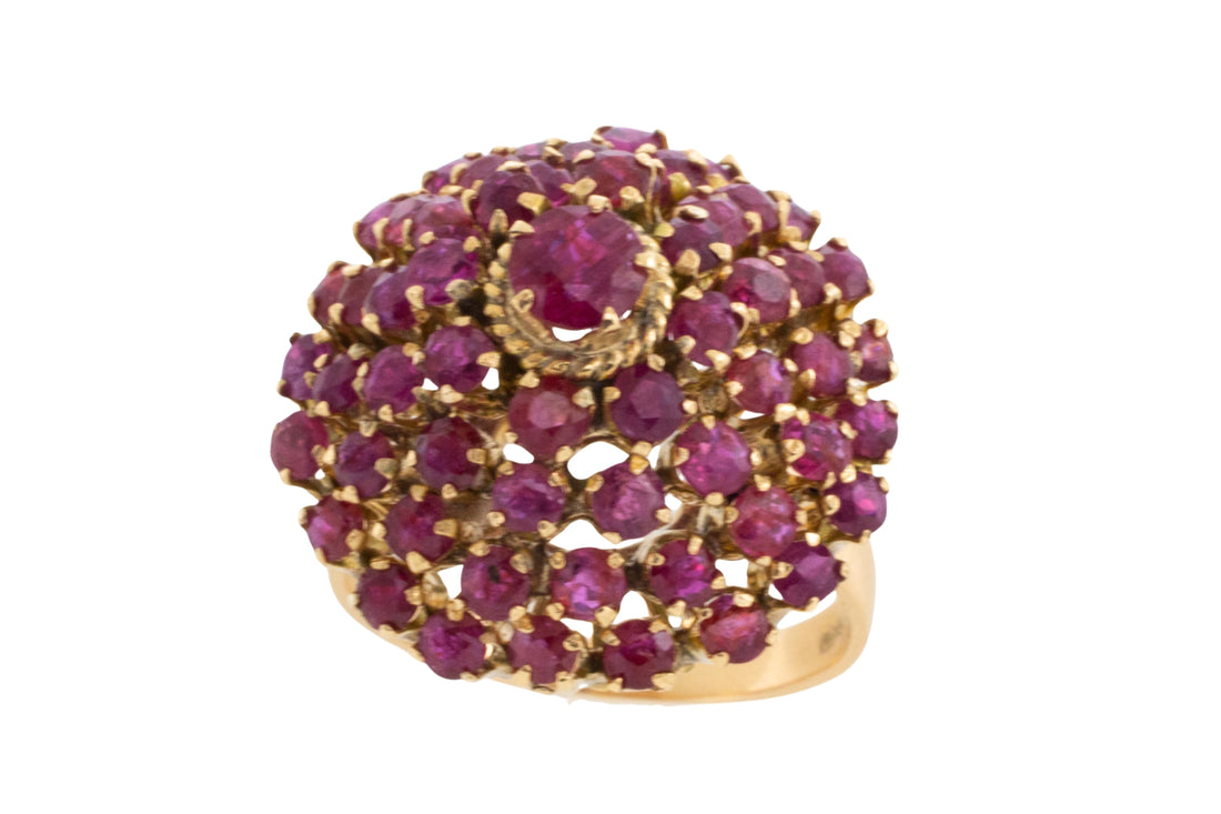 Ruby turban ring in 18 carat gold-Vintage Rings-The Antique Ring Shop
