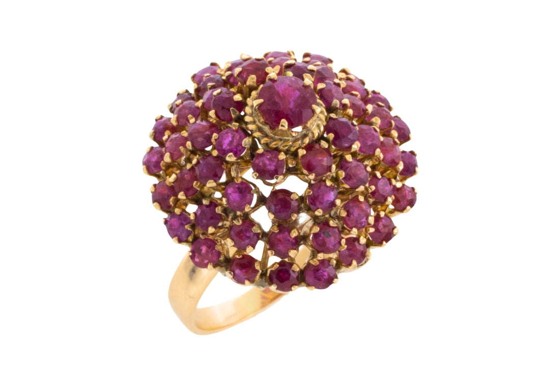 Ruby turban ring in 18 carat gold-Vintage Rings-The Antique Ring Shop