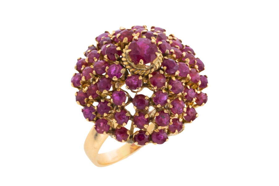 Ruby turban ring in 18 carat gold-Vintage Rings-The Antique Ring Shop