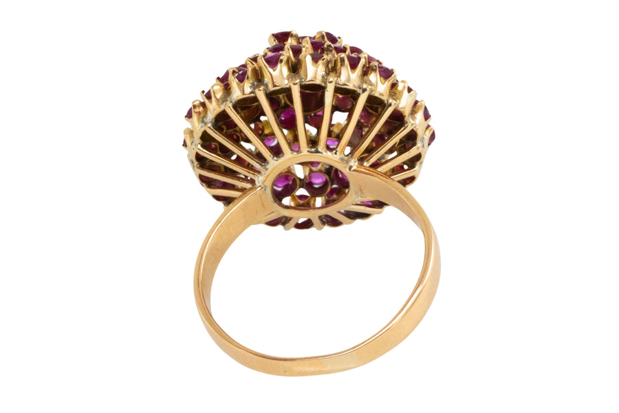 Ruby turban ring in 18 carat gold-Vintage Rings-The Antique Ring Shop