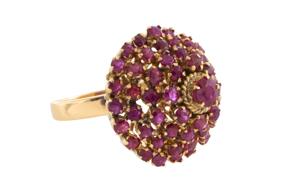 Ruby turban ring in 18 carat gold-Vintage Rings-The Antique Ring Shop