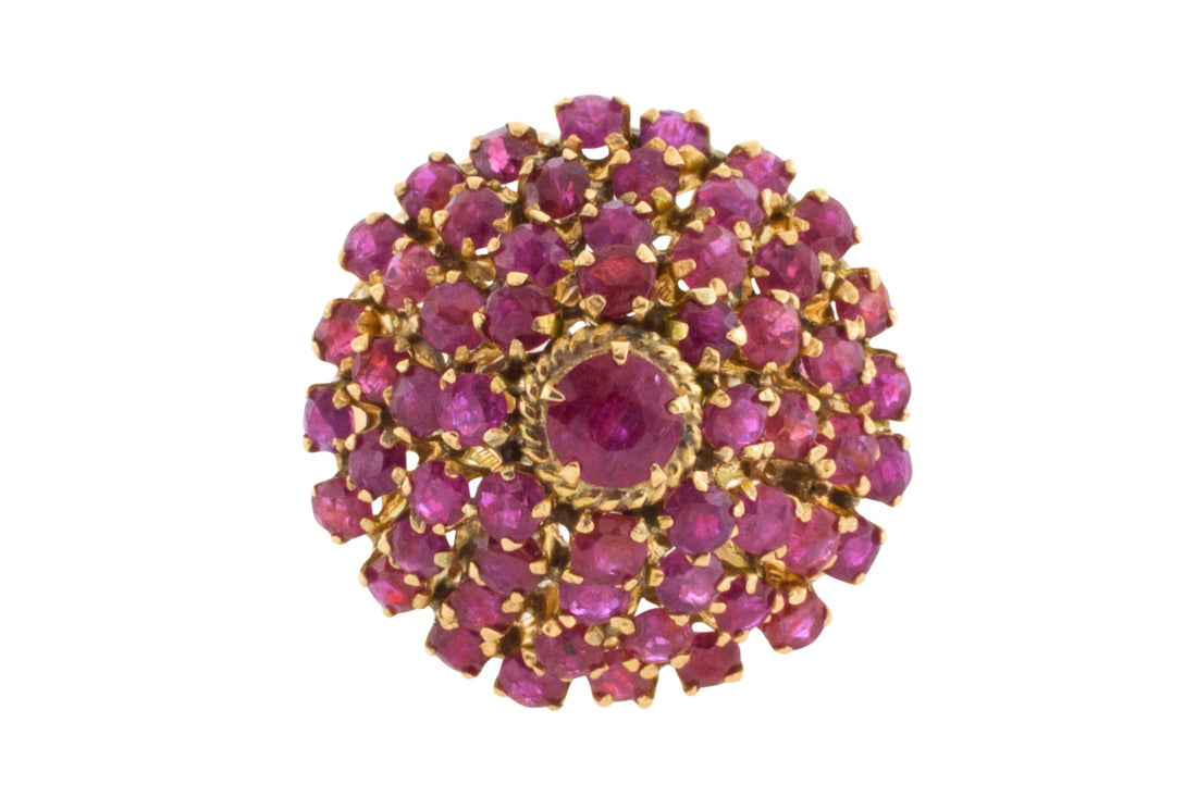 Ruby turban ring in 18 carat gold-Vintage Rings-The Antique Ring Shop