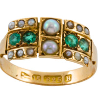Victorian emerald and pearl ring from 1885-Antique rings-The Antique Ring Shop