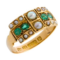 Victorian emerald and pearl ring from 1885-Antique rings-The Antique Ring Shop