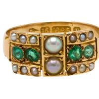 Victorian emerald and pearl ring from 1885-Antique rings-The Antique Ring Shop