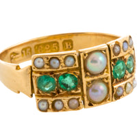Victorian emerald and pearl ring from 1885-Antique rings-The Antique Ring Shop